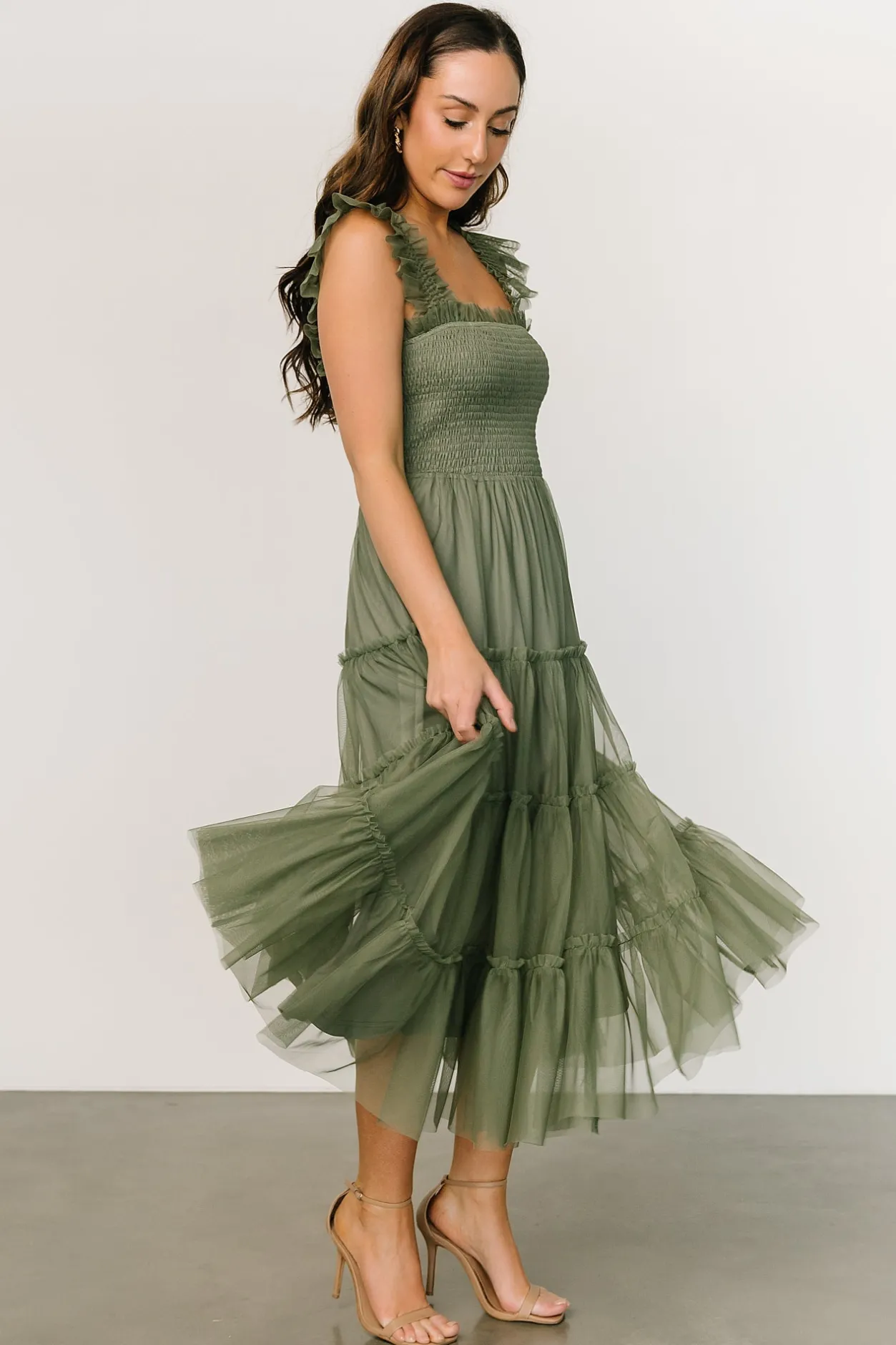 New Baltic Born Emma Smocked Tulle Dress | Sage