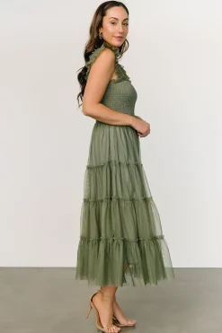New Baltic Born Emma Smocked Tulle Dress | Sage