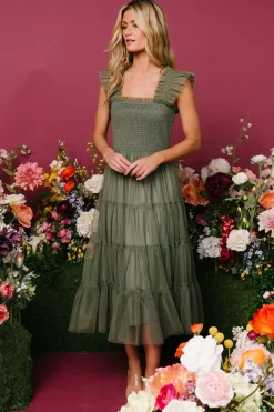 New Baltic Born Emma Smocked Tulle Dress | Sage