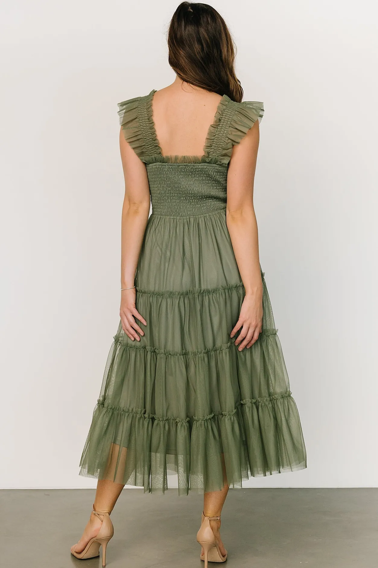 New Baltic Born Emma Smocked Tulle Dress | Sage