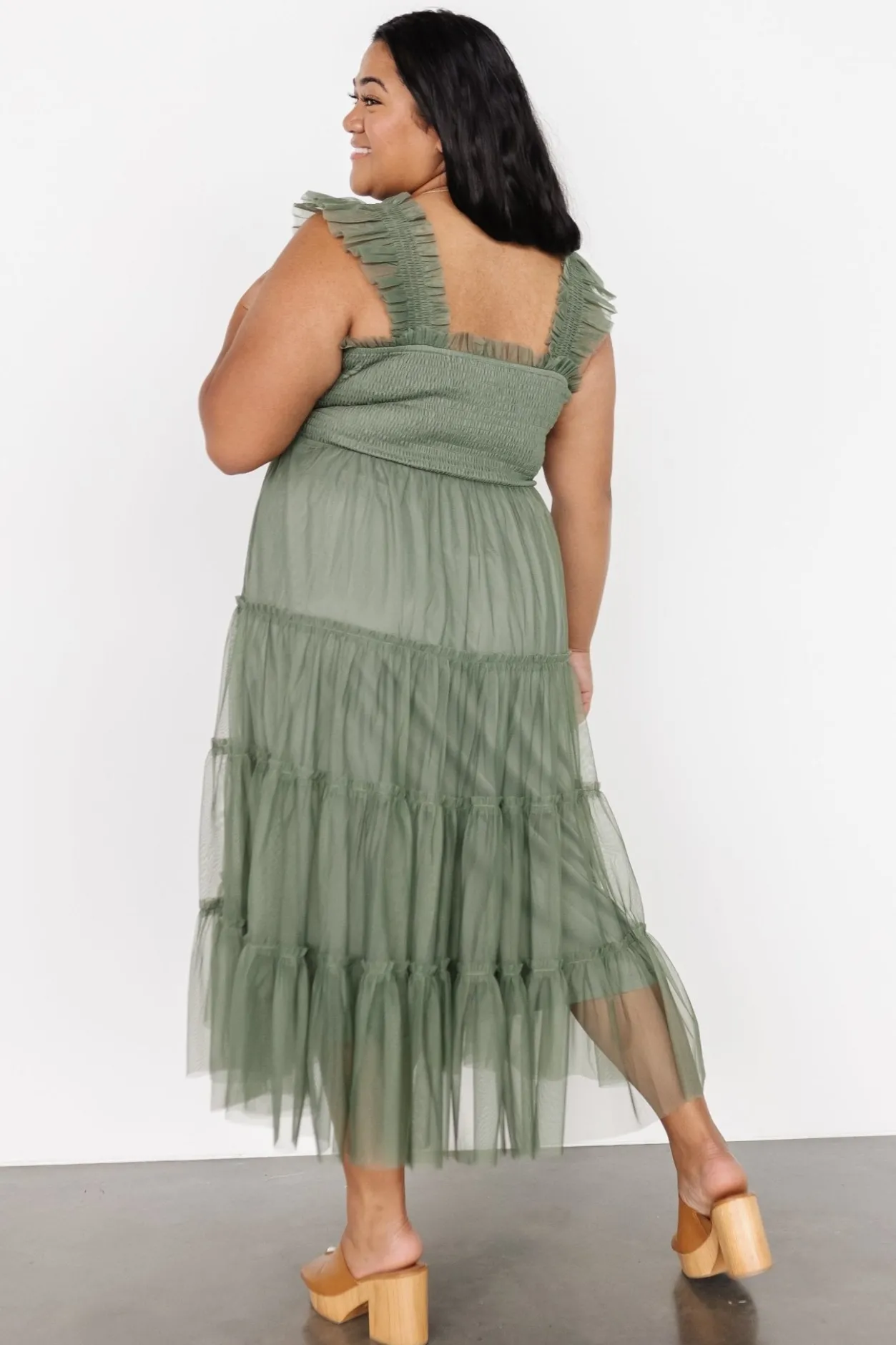 New Baltic Born Emma Smocked Tulle Dress | Sage