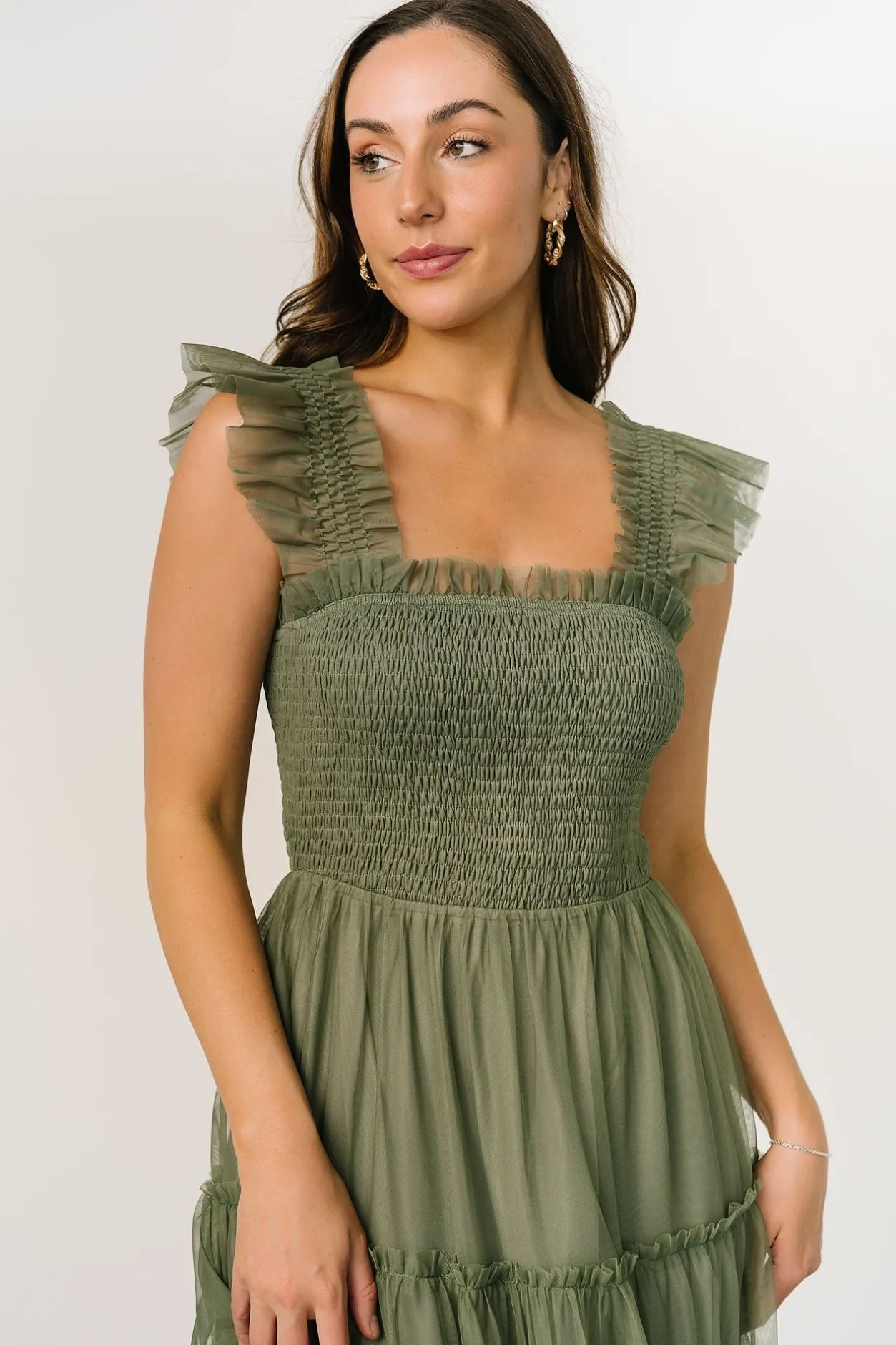 New Baltic Born Emma Smocked Tulle Dress | Sage
