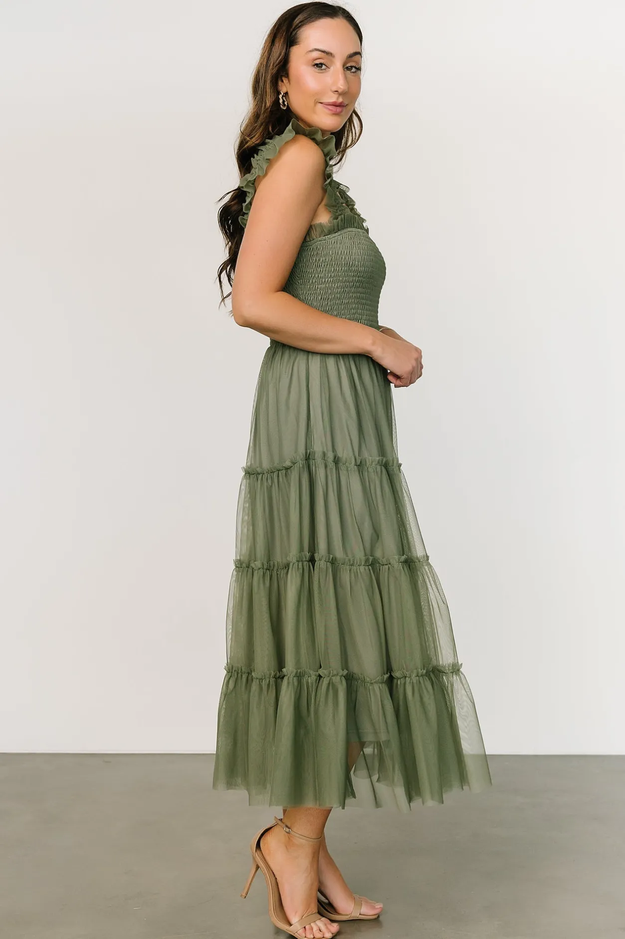 New Baltic Born Emma Smocked Tulle Dress | Sage