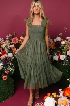 New Baltic Born Emma Smocked Tulle Dress | Sage