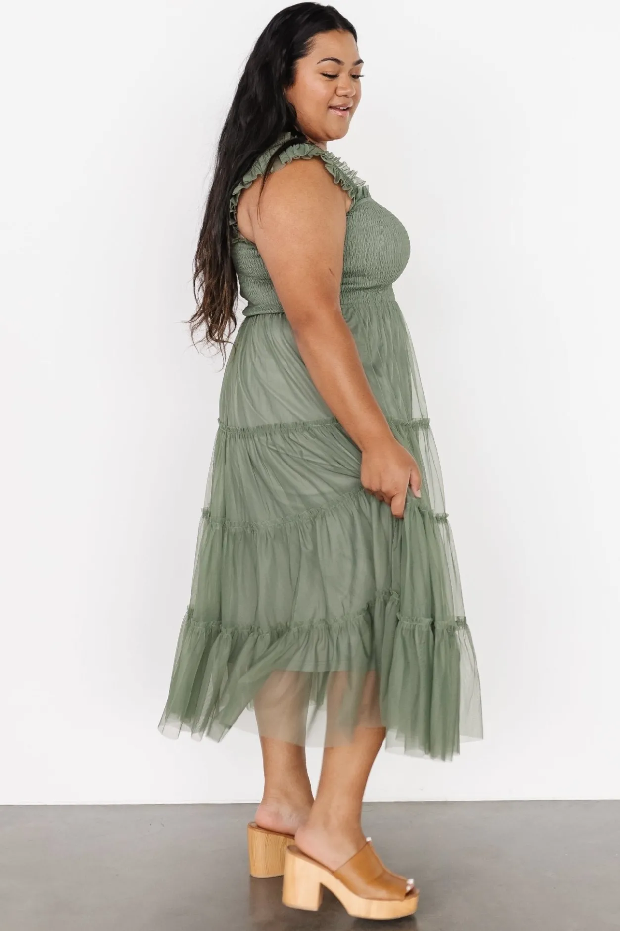 New Baltic Born Emma Smocked Tulle Dress | Sage