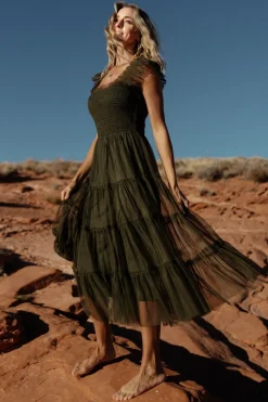 Best Baltic Born Emma Smocked Tulle Dress | Dark Olive DarkOlive