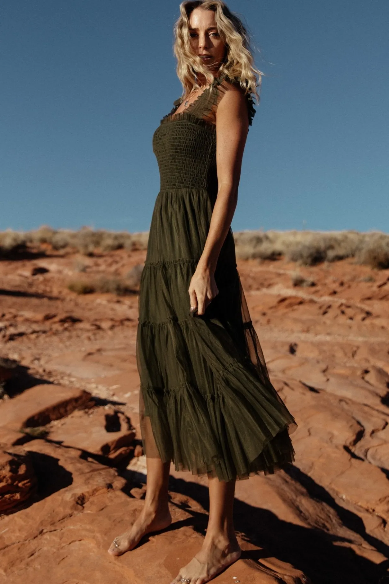 Best Baltic Born Emma Smocked Tulle Dress | Dark Olive DarkOlive