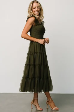 Best Baltic Born Emma Smocked Tulle Dress | Dark Olive DarkOlive