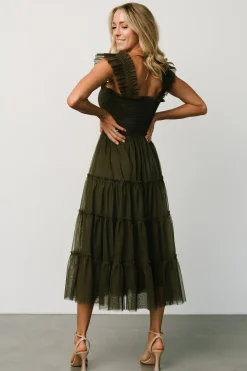 Best Baltic Born Emma Smocked Tulle Dress | Dark Olive DarkOlive