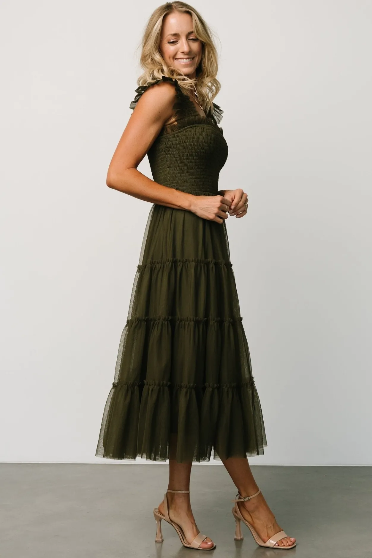 Best Baltic Born Emma Smocked Tulle Dress | Dark Olive DarkOlive