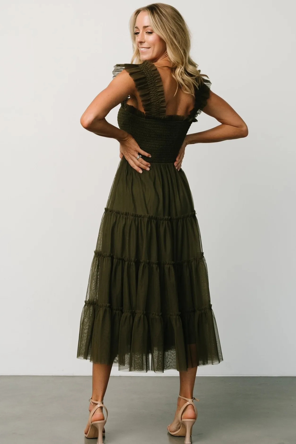 Best Baltic Born Emma Smocked Tulle Dress | Dark Olive DarkOlive