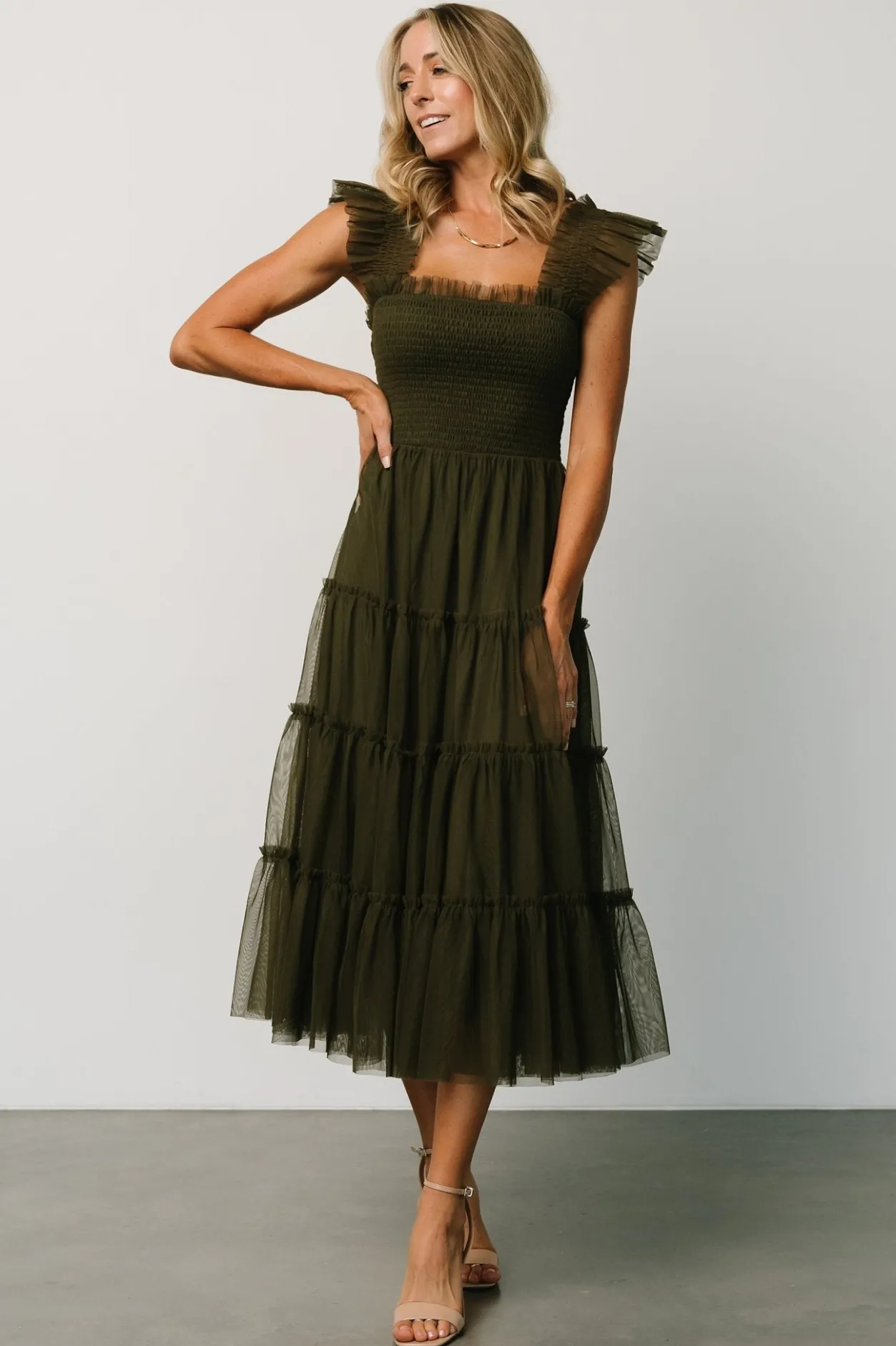 Best Baltic Born Emma Smocked Tulle Dress | Dark Olive DarkOlive