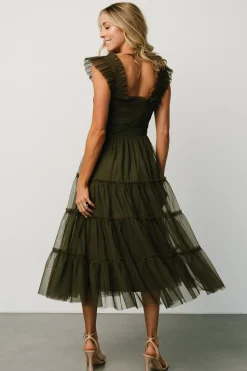 Best Baltic Born Emma Smocked Tulle Dress | Dark Olive DarkOlive