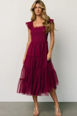 Discount Baltic Born Emma Smocked Tulle Dress | Boysenberry