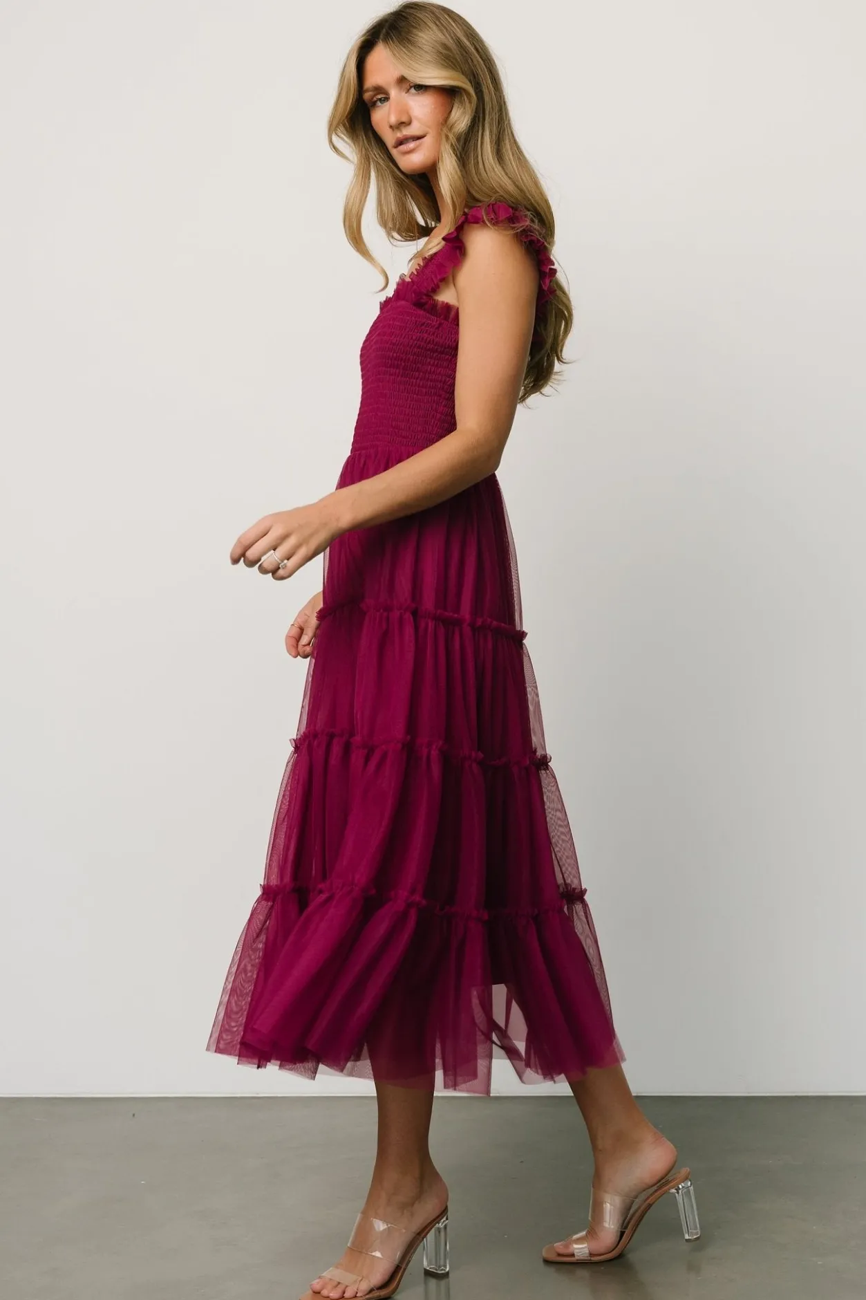Discount Baltic Born Emma Smocked Tulle Dress | Boysenberry