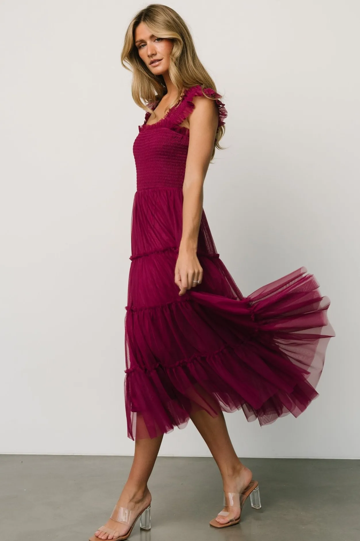 Discount Baltic Born Emma Smocked Tulle Dress | Boysenberry