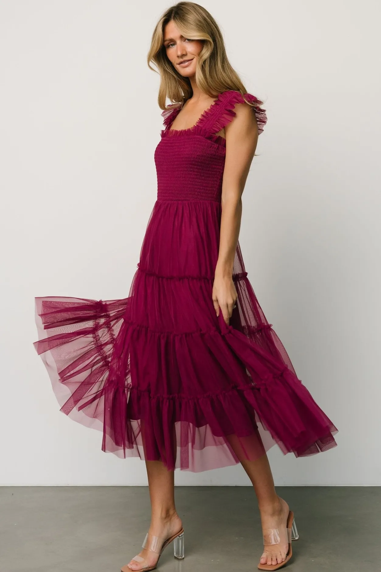 Discount Baltic Born Emma Smocked Tulle Dress | Boysenberry