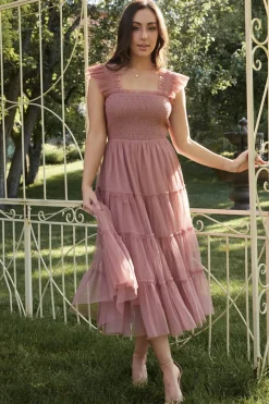 Sale Baltic Born Emma Smocked Tulle Dress | Dusty Rose DustyRose