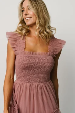Sale Baltic Born Emma Smocked Tulle Dress | Dusty Rose DustyRose