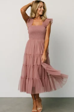 Sale Baltic Born Emma Smocked Tulle Dress | Dusty Rose DustyRose
