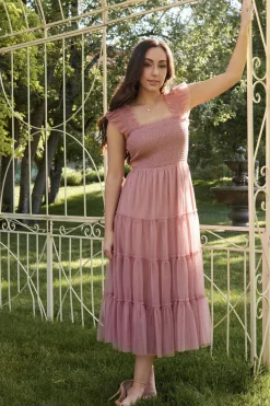 Sale Baltic Born Emma Smocked Tulle Dress | Dusty Rose DustyRose