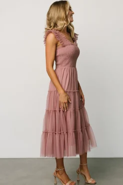 Sale Baltic Born Emma Smocked Tulle Dress | Dusty Rose DustyRose
