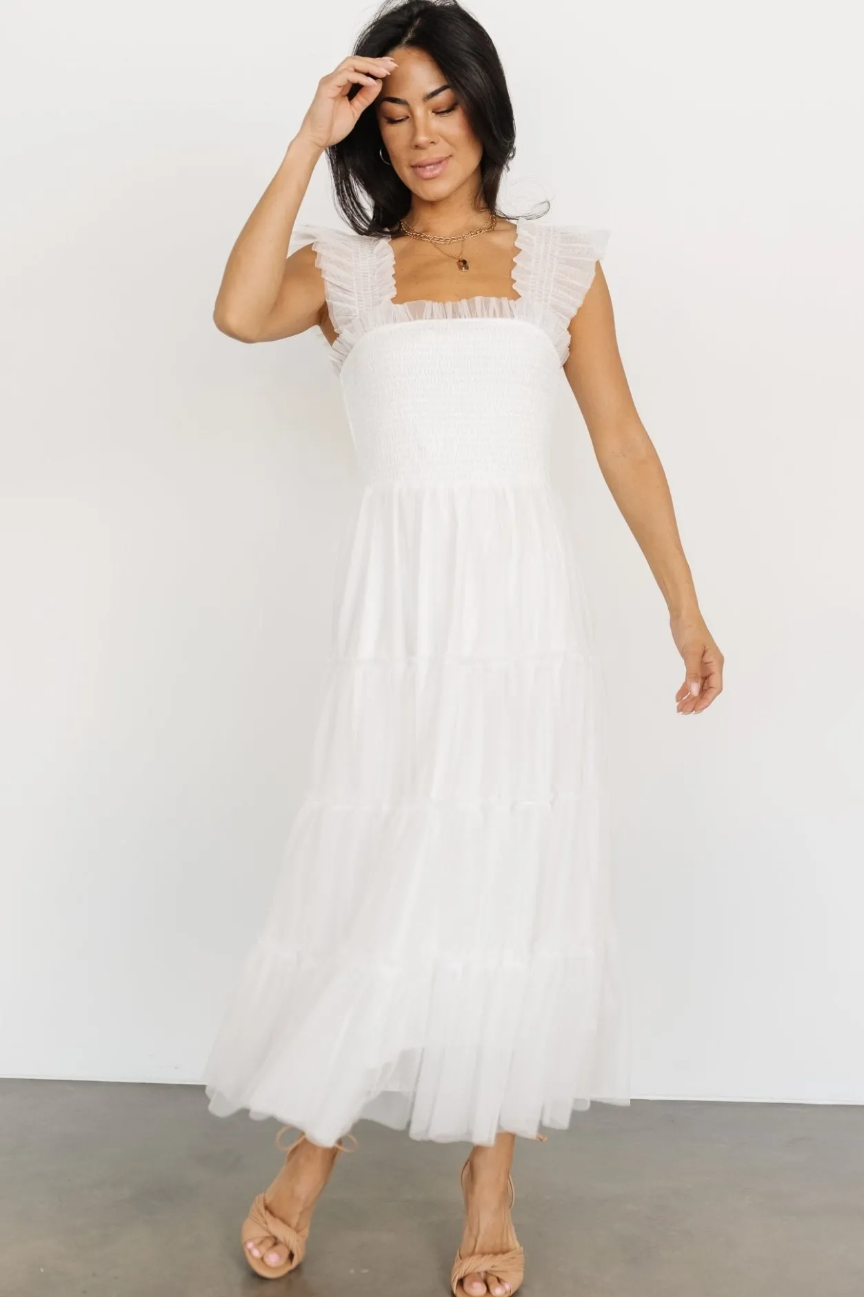 Hot Baltic Born Emma Smocked Tulle Dress | Off White OffWhite