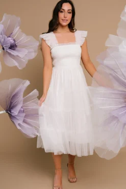 Hot Baltic Born Emma Smocked Tulle Dress | Off White OffWhite