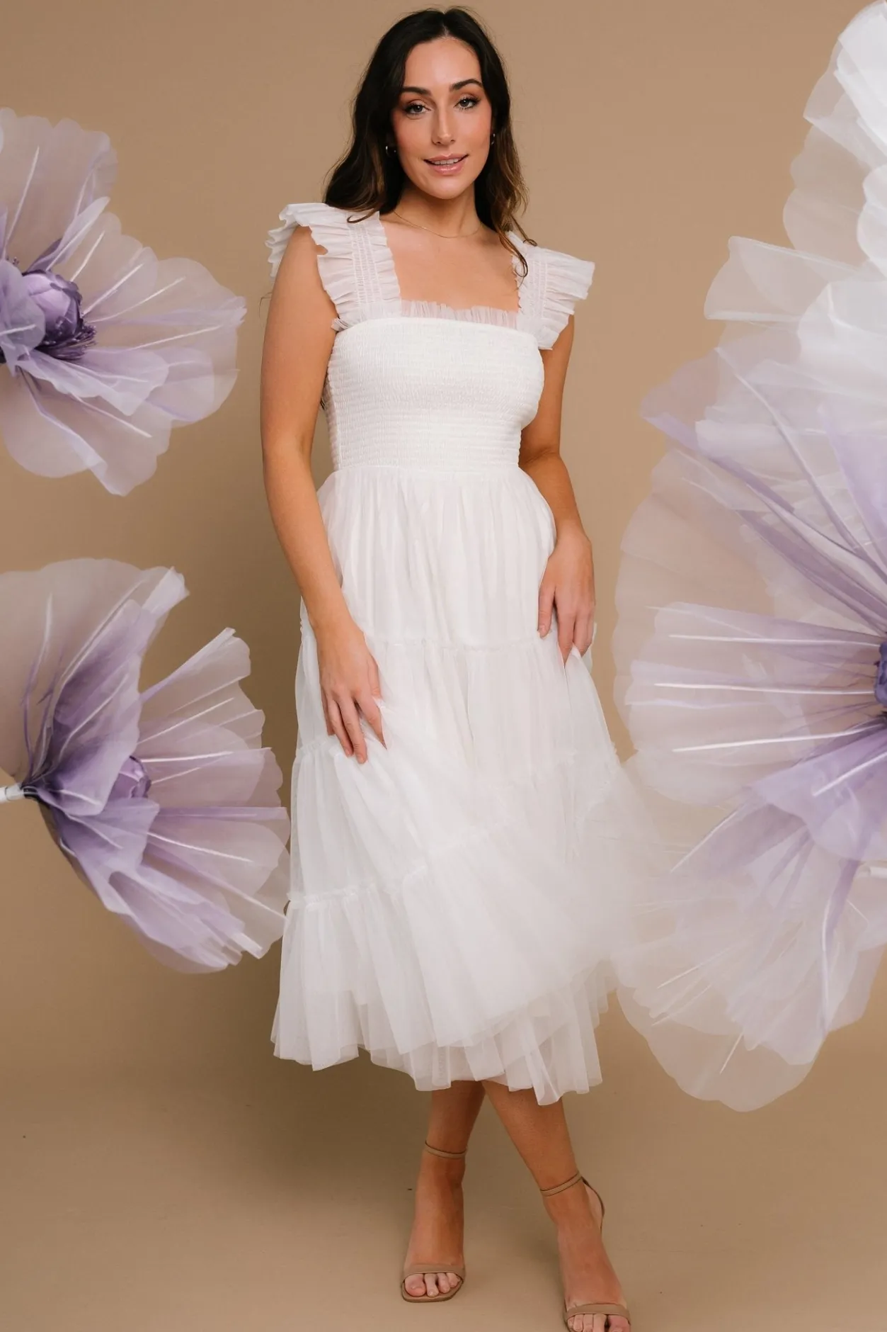Hot Baltic Born Emma Smocked Tulle Dress | Off White OffWhite