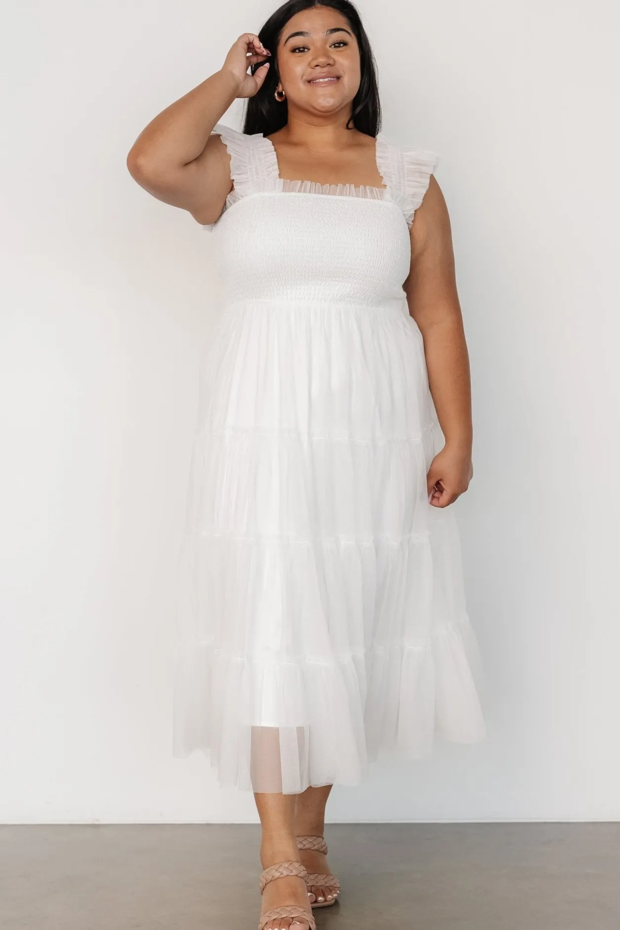 Hot Baltic Born Emma Smocked Tulle Dress | Off White OffWhite