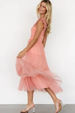 New Baltic Born Emma Smocked Tulle Dress | Coral