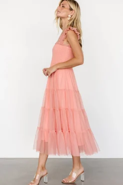 New Baltic Born Emma Smocked Tulle Dress | Coral
