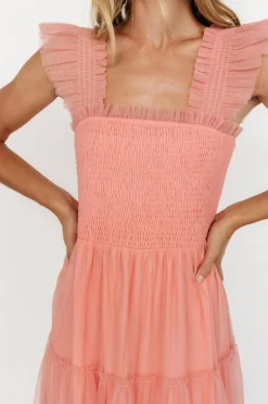 New Baltic Born Emma Smocked Tulle Dress | Coral