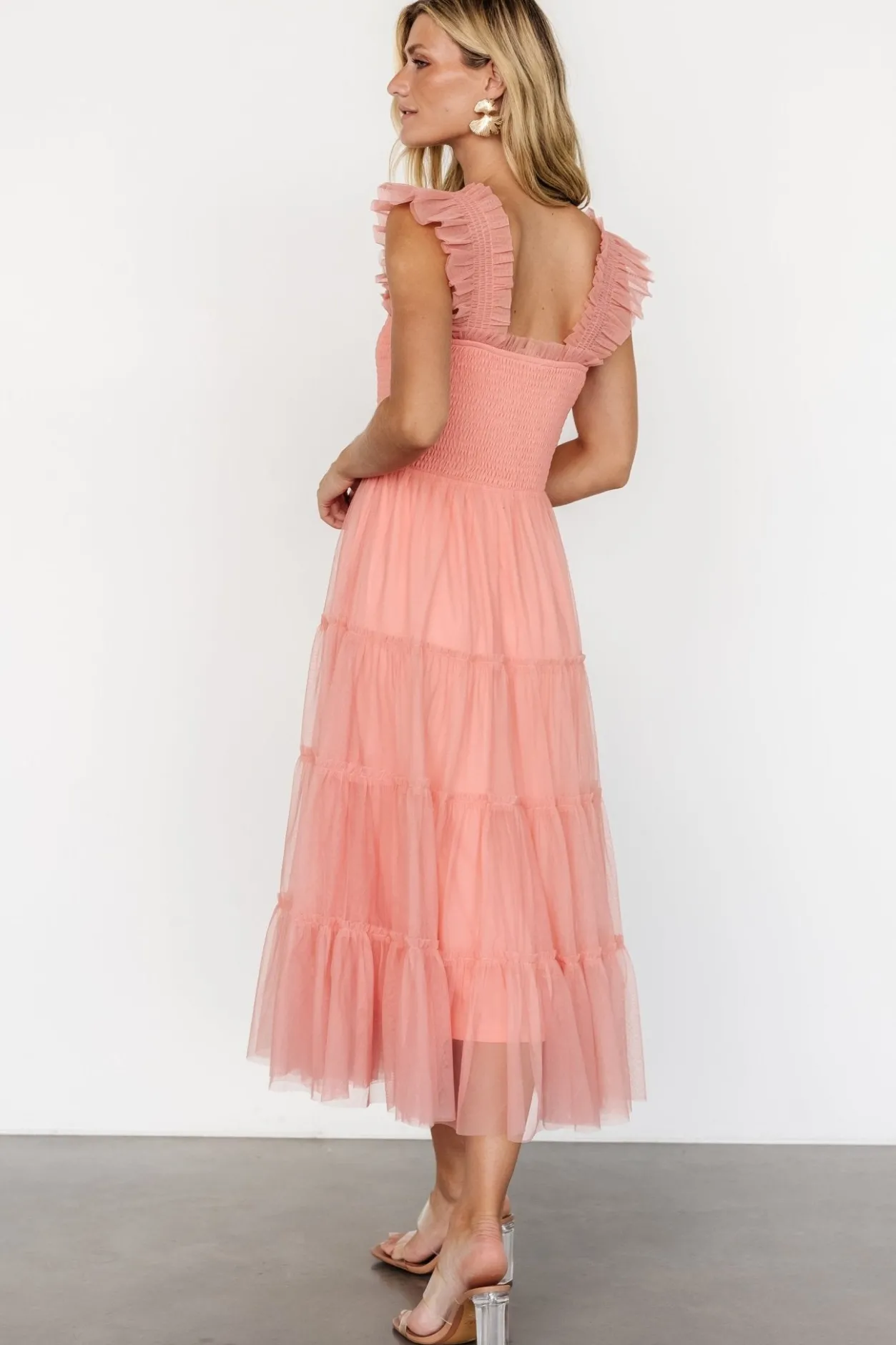 New Baltic Born Emma Smocked Tulle Dress | Coral