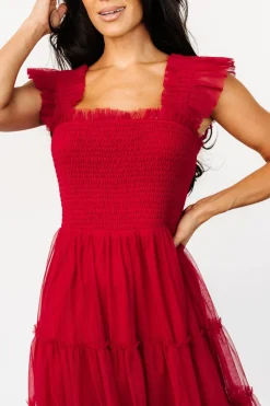Clearance Baltic Born Emma Smocked Tulle Dress | Scarlet