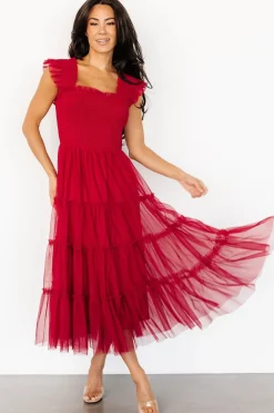 Clearance Baltic Born Emma Smocked Tulle Dress | Scarlet
