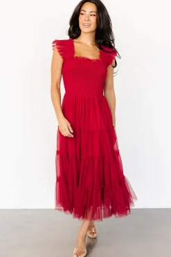 Clearance Baltic Born Emma Smocked Tulle Dress | Scarlet