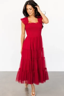 Clearance Baltic Born Emma Smocked Tulle Dress | Scarlet