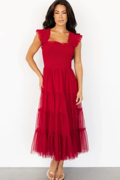 Clearance Baltic Born Emma Smocked Tulle Dress | Scarlet