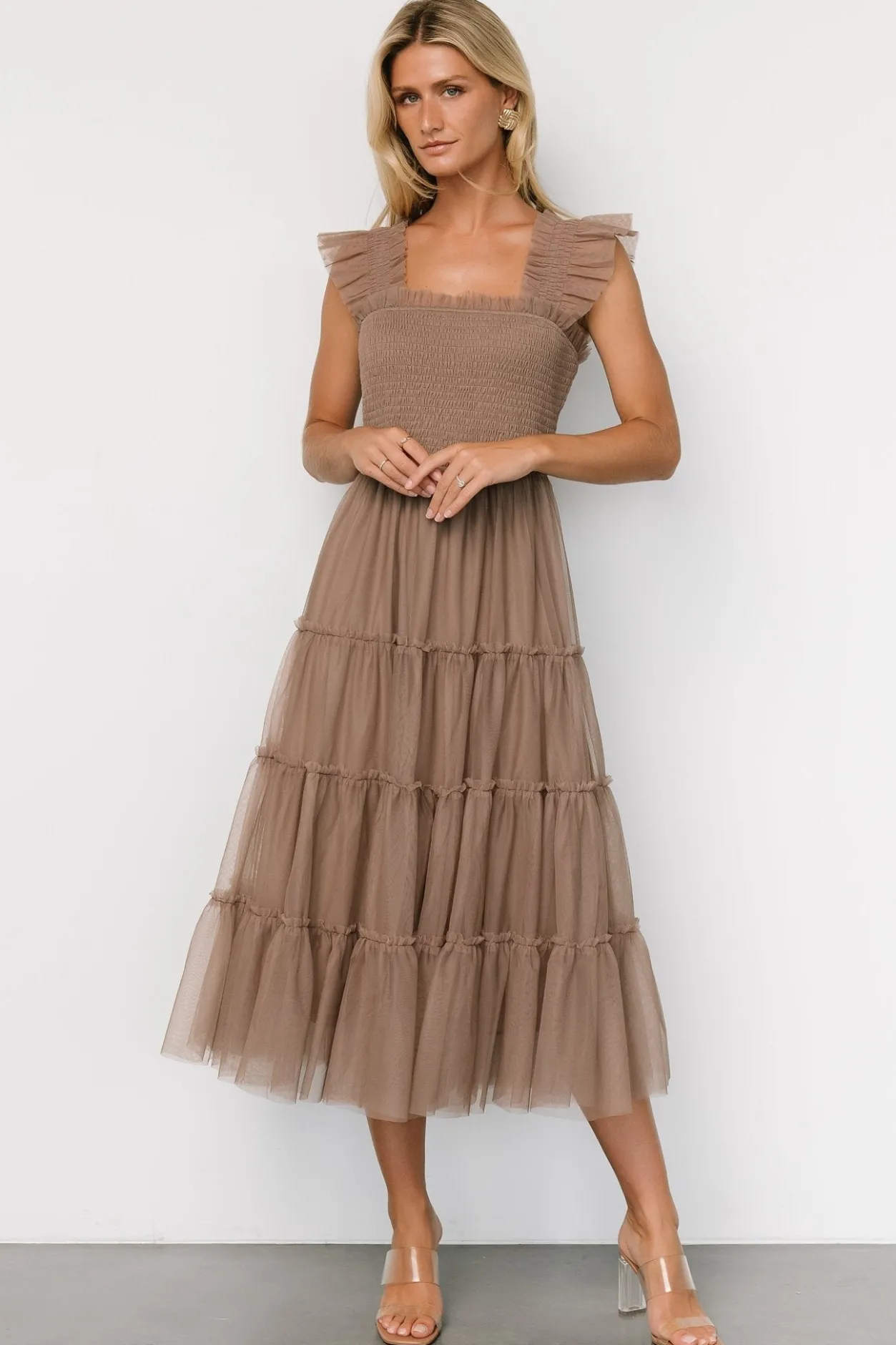 Outlet Baltic Born Emma Smocked Tulle Dress | Taupe