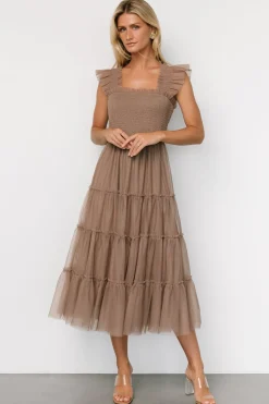 Outlet Baltic Born Emma Smocked Tulle Dress | Taupe