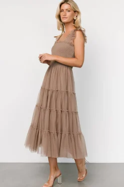 Outlet Baltic Born Emma Smocked Tulle Dress | Taupe