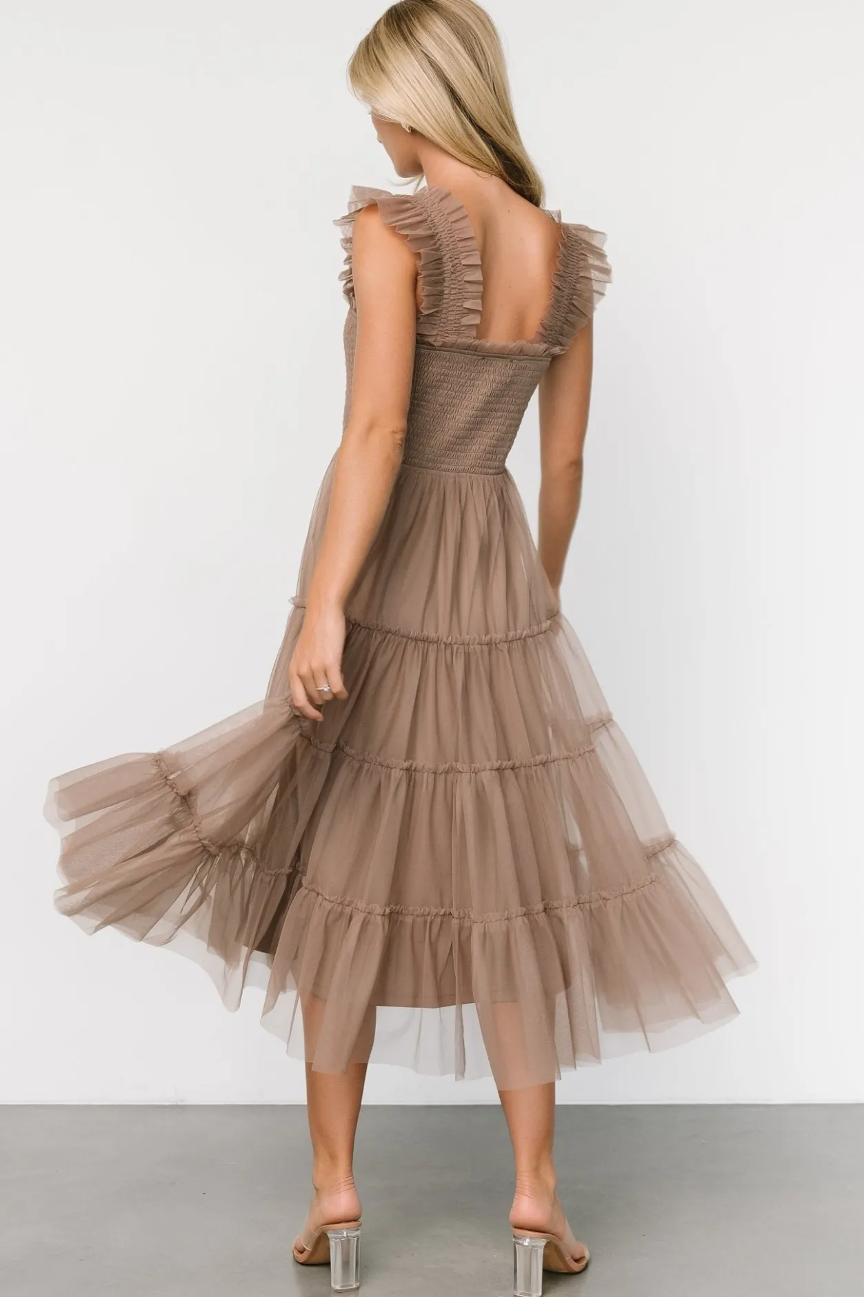 Outlet Baltic Born Emma Smocked Tulle Dress | Taupe
