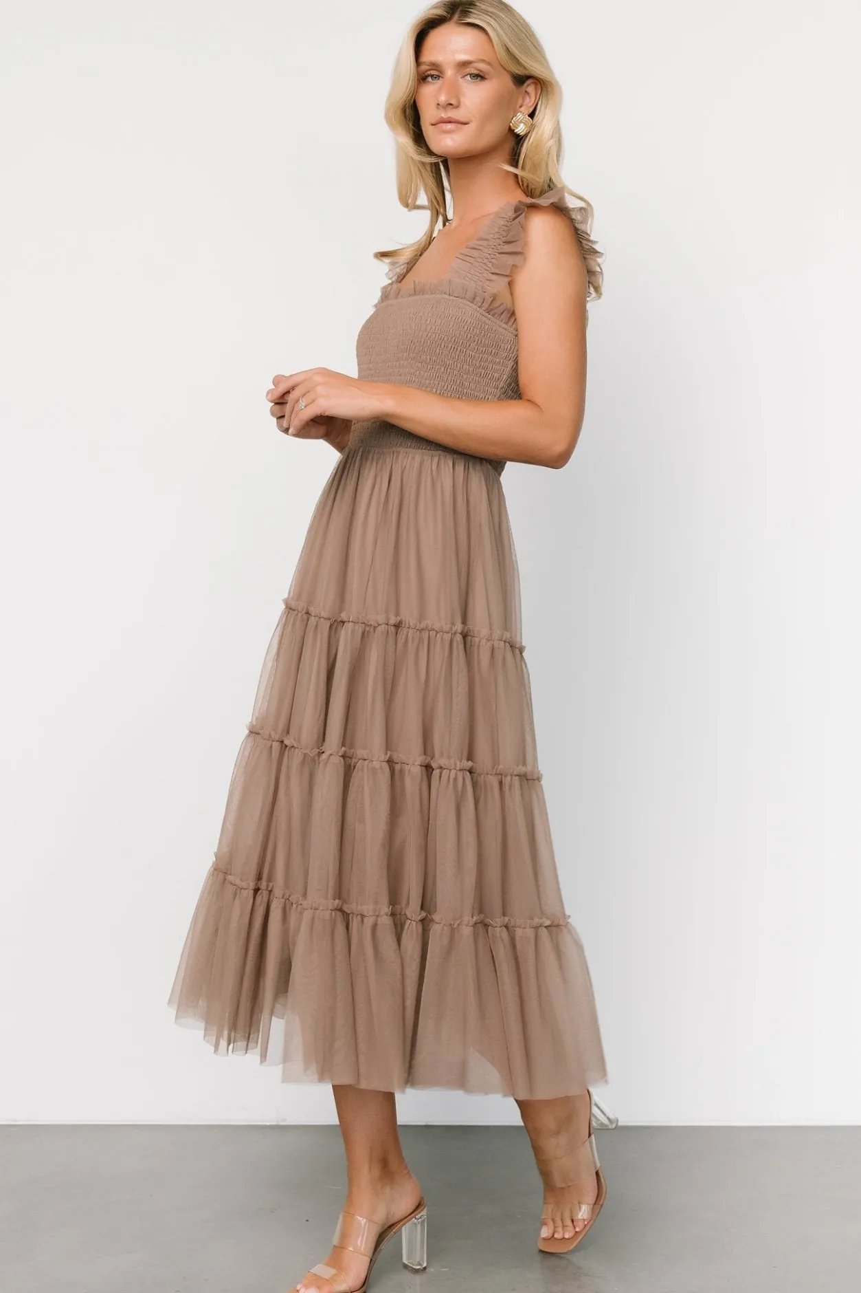 Outlet Baltic Born Emma Smocked Tulle Dress | Taupe
