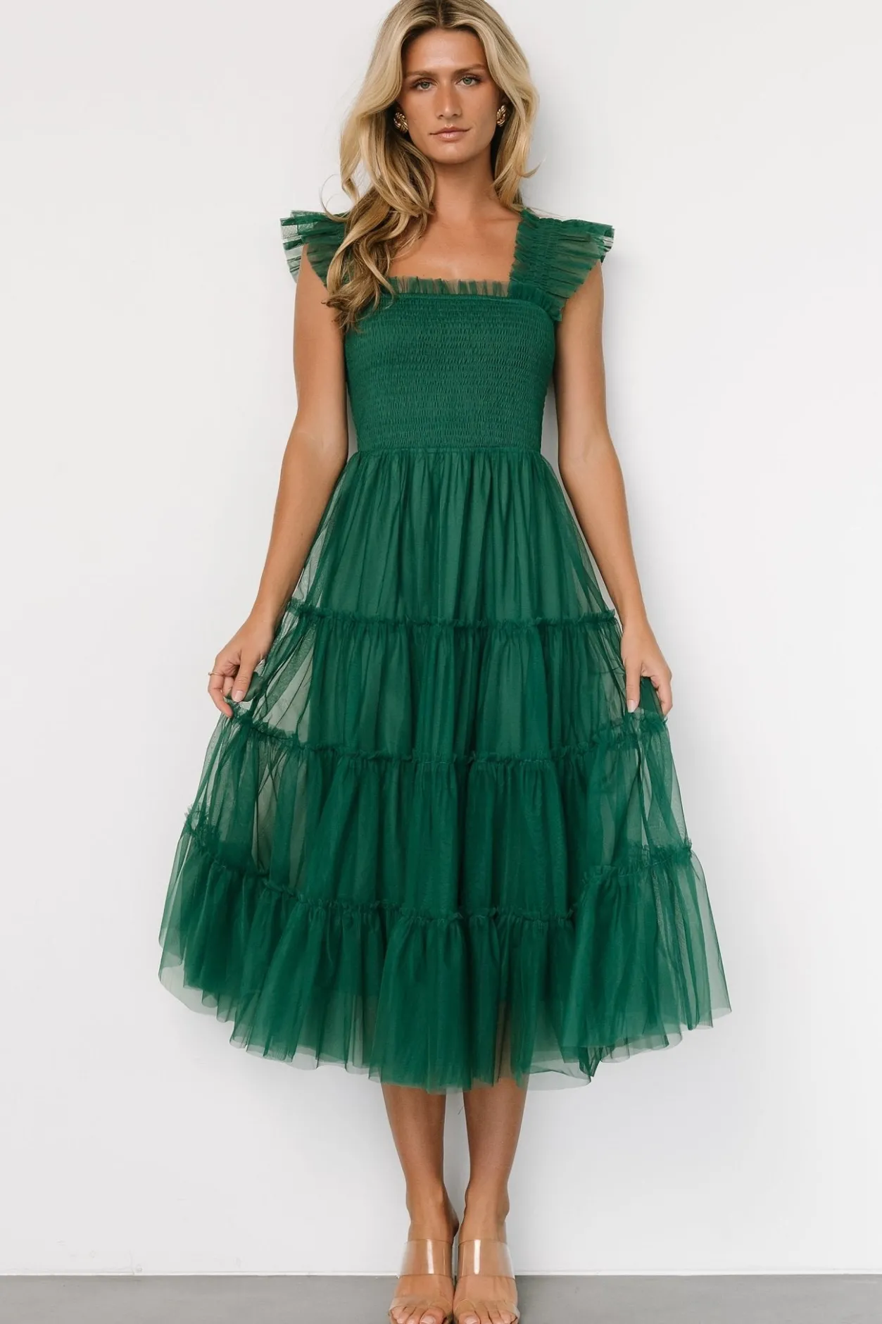 Clearance Baltic Born Emma Smocked Tulle Dress | Emerald