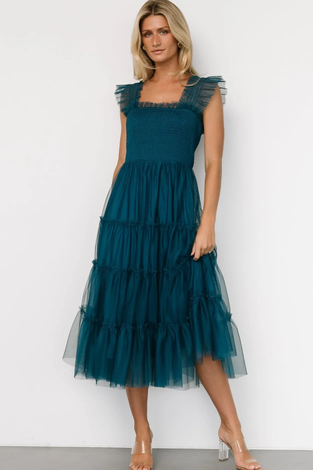 Outlet Baltic Born Emma Smocked Tulle Dress | Teal