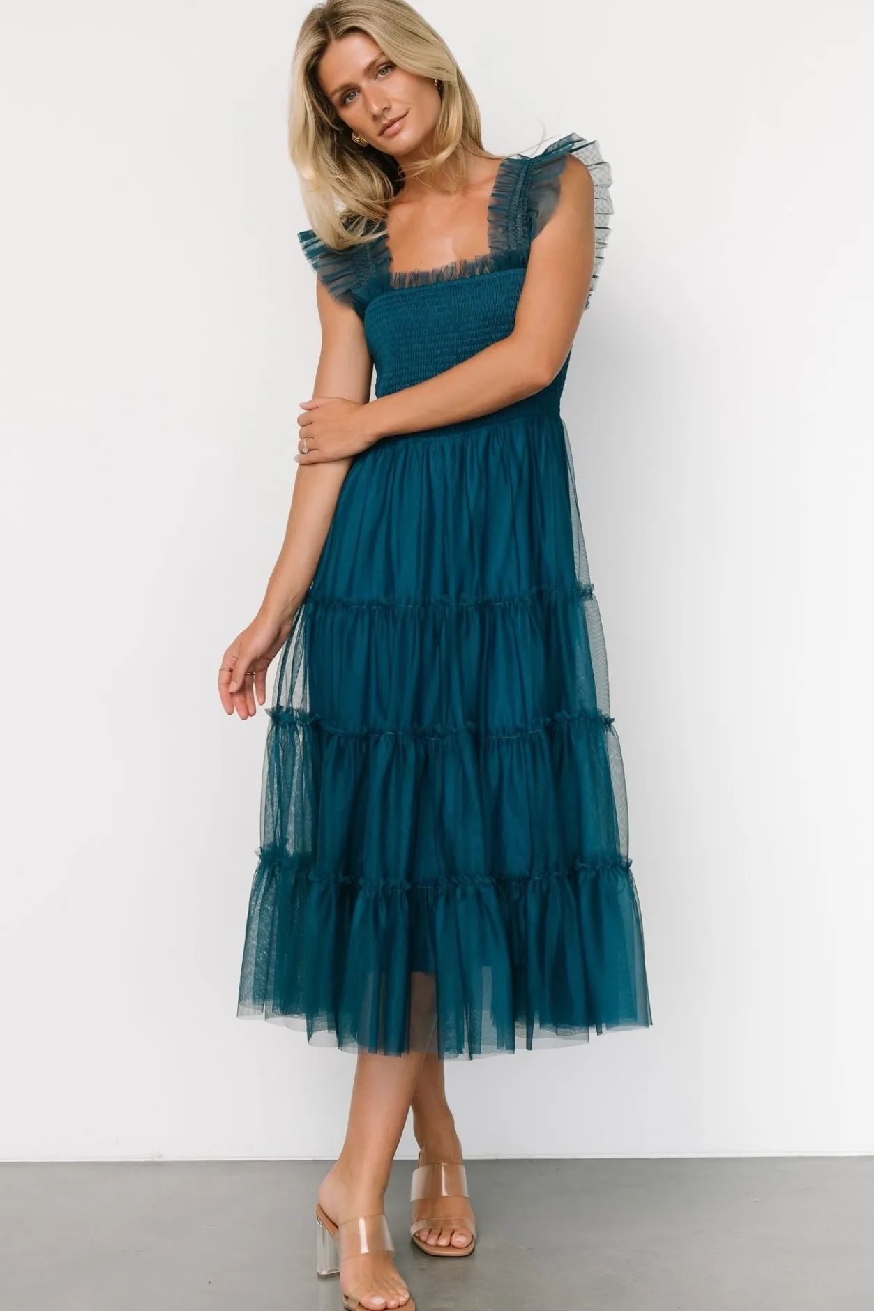 Outlet Baltic Born Emma Smocked Tulle Dress | Teal