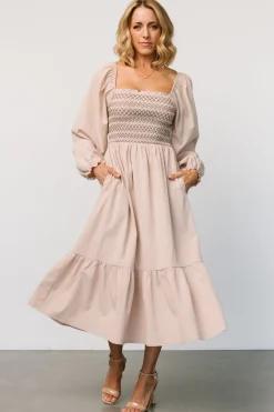 Fashion Baltic Born Emmeline Smocked Midi Dress | Natural