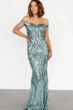 Hot Baltic Born Empress Sequin Gown | Eucalyptus