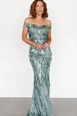 Hot Baltic Born Empress Sequin Gown | Eucalyptus